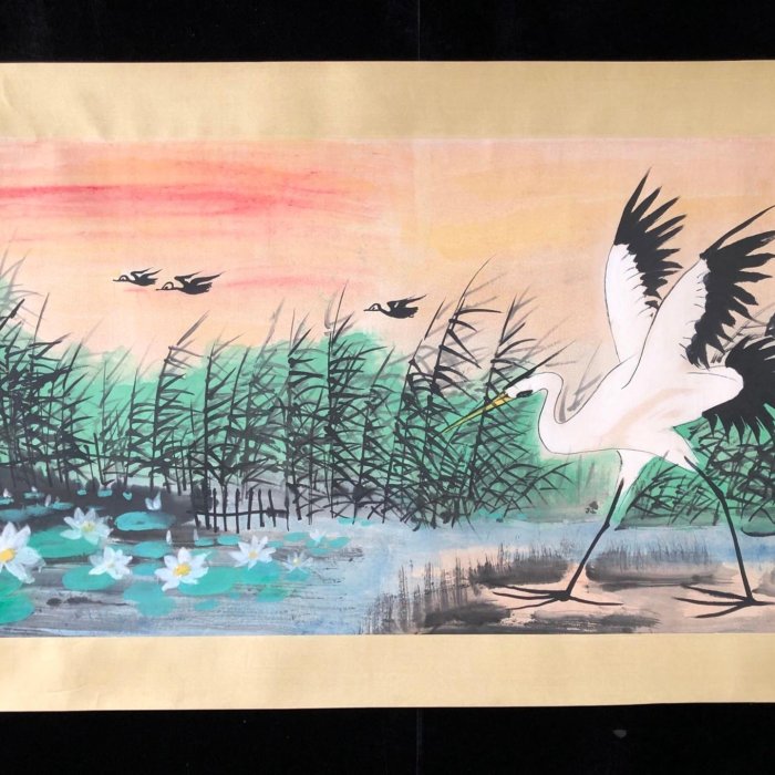 25【林風眠】風景，橫幅四尺手繪作品，裝裱尺寸：184*86cm左右，畫芯