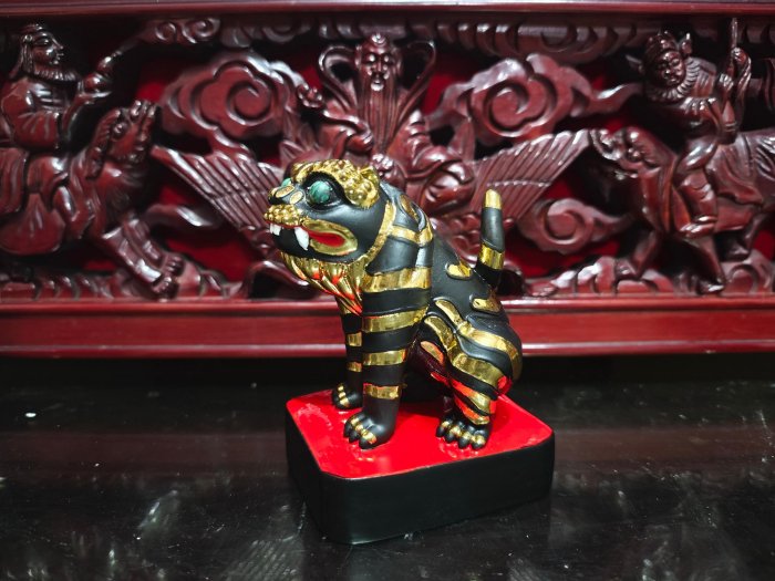 虎将軍 檜木 12cm 精品檜木安金『3寸6黑虎爺』站姿坐姿檜木雕刻漆線金虎爺黑虎爺虎爺將軍