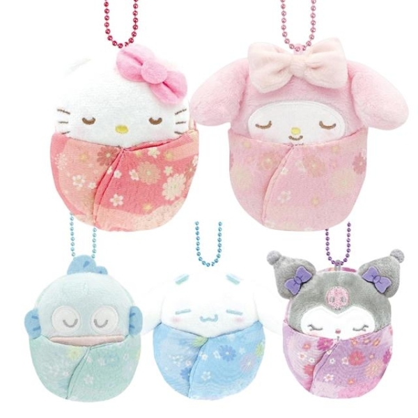 小禮堂 Sanrio 三麗鷗 絨毛玩偶吊飾 (和服襁褓款) Kitty 美樂蒂 大耳狗 酷洛米