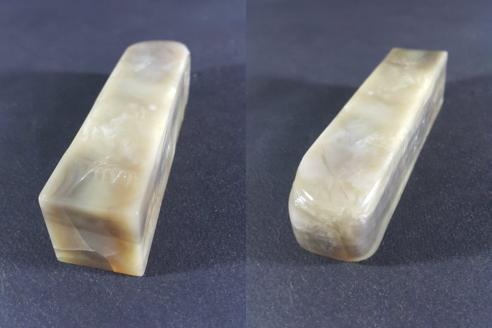 唐物【寿山石】 芙蓉氷凍石 龍鈕 印材印章 高6.4㎝ 重49g／箱付 美品！ 壽山芙蓉石「靜篤」印- 故宮