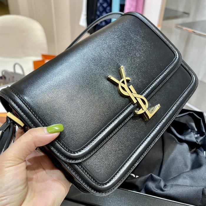 二手 YSL Solferino box豆腐包 634305 聖羅蘭金標logo 中號單肩包 斜挎包