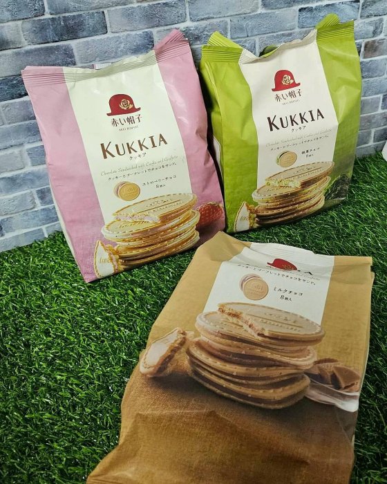 日本KUKKIA 紅帽 TIVON*抹茶 可可 草莓8枚法蘭酥62.4g Tivoli Tivon
