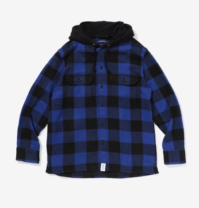 DESCENDANT SPICOLI Hooded LS SHIRT青黒チェック DESCENDANT SPICOLI Hooded LS SHIRT青黒チェック DESCENDANT SPICOLI