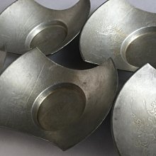 煎茶道具　古錫　乾茂號造・龍文堂造　茶托　二種十客　V　5407 0616.049 錫製茶托 茶托 乾茂号造 5客 古錫 古道具 金属托