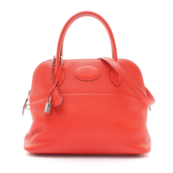 HERMES 愛馬仕 Bolide 31 Clemence牛皮 法拉利紅 柏莉包 銀釦 A刻 兩用包 【二手名牌BRAND OFF】