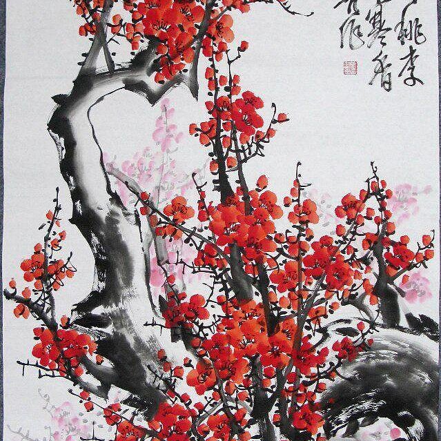 嚴選王成喜四尺梅花國畫精品11312，純手繪藝術力作，136x68公分大尺幅
