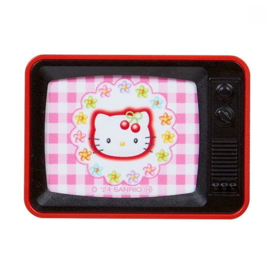 asdfkitty*日本製 KITTY 50週年紀念 復古電視機造型磁鐵-粉方格-冰箱貼 裝飾磁鐵-正版商品