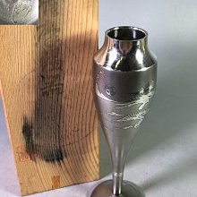 日本薩摩錫器巖切美巧堂登六作花入置物可插花放茶道具手作花紋精美用料