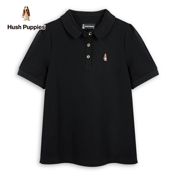hush puppies polo衫 女裝素雅袖打摺刺繡小狗polo衫
