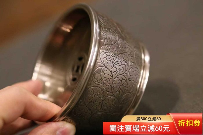 二手】日本銀建水款識淨益造純銀高5.5cm 直徑8.5cm 重197克純銀、建水