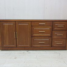 二手家具◎百豐悅二手傢俱-二手 斗櫃 183公分柚木色二門六抽餐櫃 碗盤收納櫃 六斗櫃 台中二手家具 大溪2手家具