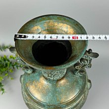 日本高岡銅花瓶銅花器鳳凰紋雙龍耳器型古樸典雅材質厚重尺寸28cm 【藏
