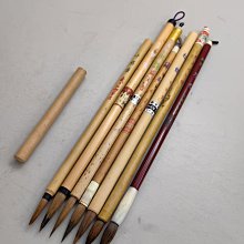群鴻戯海　戴月軒精選　三純羊毫對筆　文革前唐筆 戴月軒湖筆店嚴選七八十年代狼毫葉筋筆7支，手工刻字純動物毛筆，適用