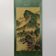 L112【張大千】青峰雲天，三尺中堂畫帶防偽標識，尺寸:77*175cm，畫芯