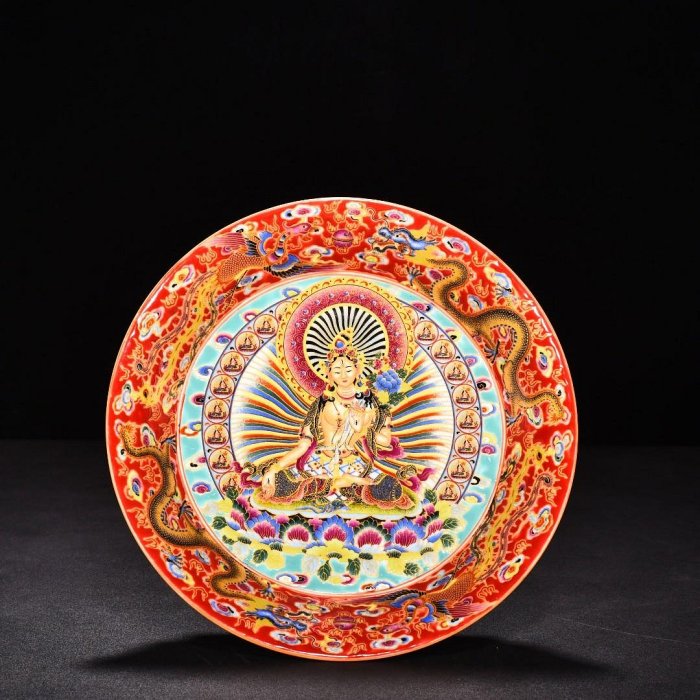 清雍正紅地琺瑯彩渡母折沿盤高3.8厘米寬21厘米【藏寶古玩】 | Yahoo拍賣