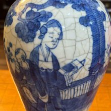 中国　骨董　清時代　仿哥窑  哥窯　青花　染め付け　花瓶 中国 骨董 清時代 仿哥窑 哥窯 青花 染め付け 花瓶