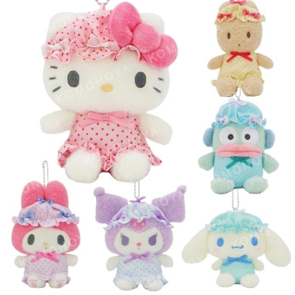 小禮堂 Sanrio 三麗鷗 絨毛玩偶吊飾 (點點睡帽) Kitty 美樂蒂 酷洛米 大耳狗