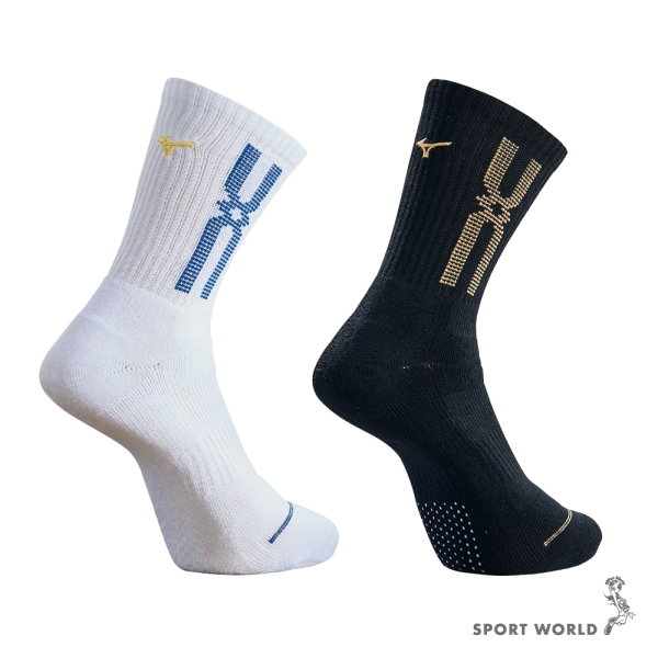 Mizuno 美津濃 襪子 男款 厚底中筒襪 台灣製 25-28CM 白/黑【運動世界】32TXD00824Q/32TXD00825Q