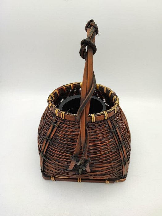 ZZ066【未使用】宗全籠　染竹　長倉建一　紙箱　茶道具 ZZ066【未使用】宗全籠 染竹 長倉建一 紙箱 茶道具 美術品