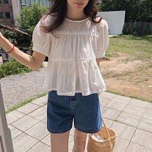 /SAFA/ 正韓 立體毛點三層抓摺下傘擺棉質衣【250727A041】