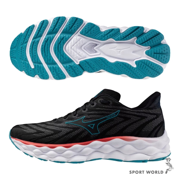 Mizuno 美津濃 慢跑鞋 男鞋 WAVE SKY 8 黑藍【運動世界】J1GC240255