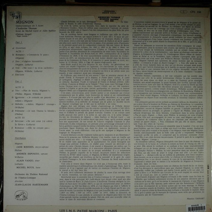 法版歌劇-HMV/CVC 330 C/湯瑪士:米尼翁/阿蘭凡佐,男高音,等/哈特曼-法國國立歌劇院喜歌劇院樂團 | Yahoo拍賣