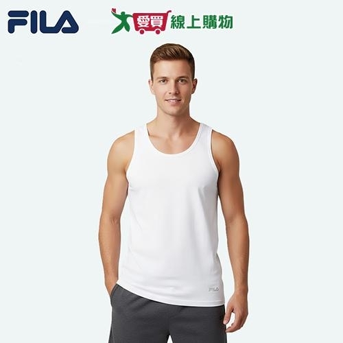 FILA 親膚柔感背心M~XL 高彈性 涼爽速乾 織紋布面 背心 無袖 男內衣【愛買】