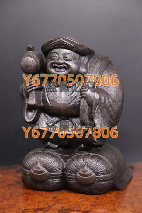 日本雕刻名家石崎秀峰造《鑄銅制大黑天立像》 日本古美術作品日本