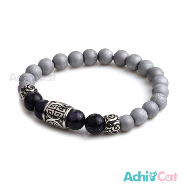 AchiCat 手鍊 串珠手鍊 光榮之物 藍沙石閃光石手鍊 珠珠彈性手環 E款H8072