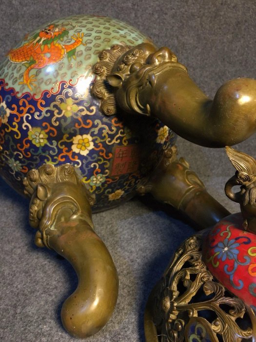 景泰藍銅胎掐絲琺瑯薰香爐，高60厘米，寬34厘米，重24斤【二手】18792