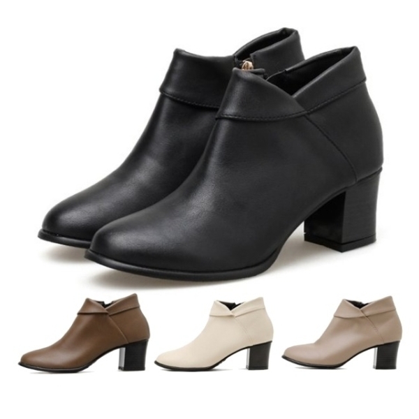 【暢銷踝靴】MIT氣質翻摺皮革高跟短靴（四色任選 / 超多現貨）