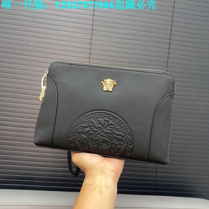 Versace+範思哲密碼鎖牛皮手拿包+卡包錢包多功能男包+採用精湛鑲嵌細工實物拍攝+原原版面料+配送禮盒+29+x