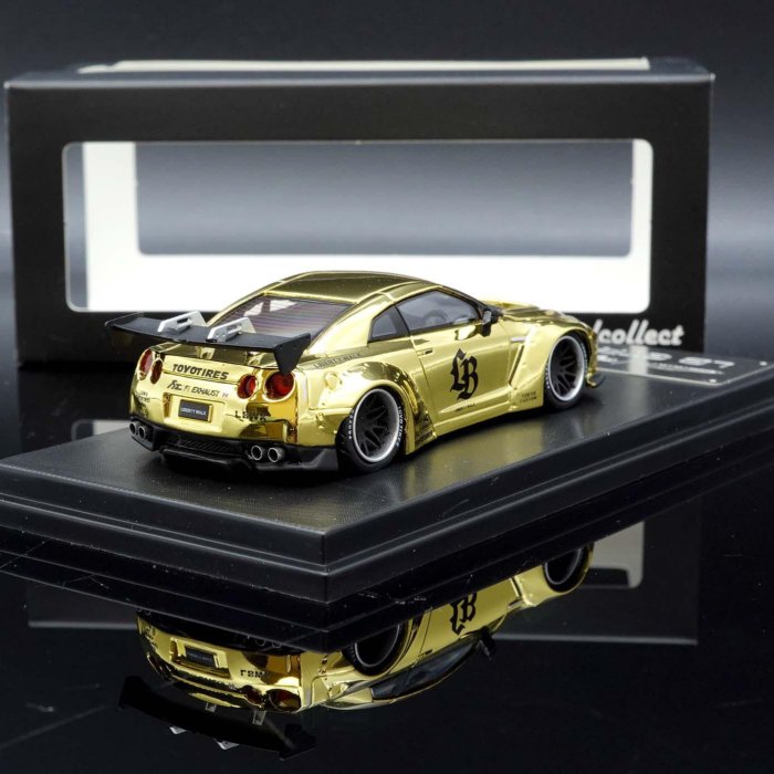 Model Collect 1/64 日産 GTR R35 LBWK 金色 Mymodelcollect 1:64 LBWK Nissan GTR R35 Chrome Gold