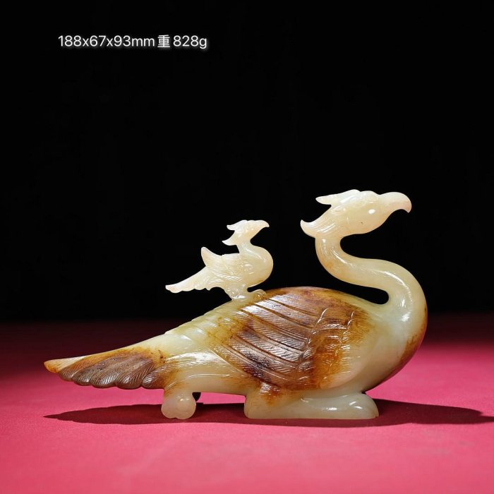 臻品舊藏，和田白玉微沁鳳鳥小擺包漿厚重，沁色入骨，工藝精湛，犀利民