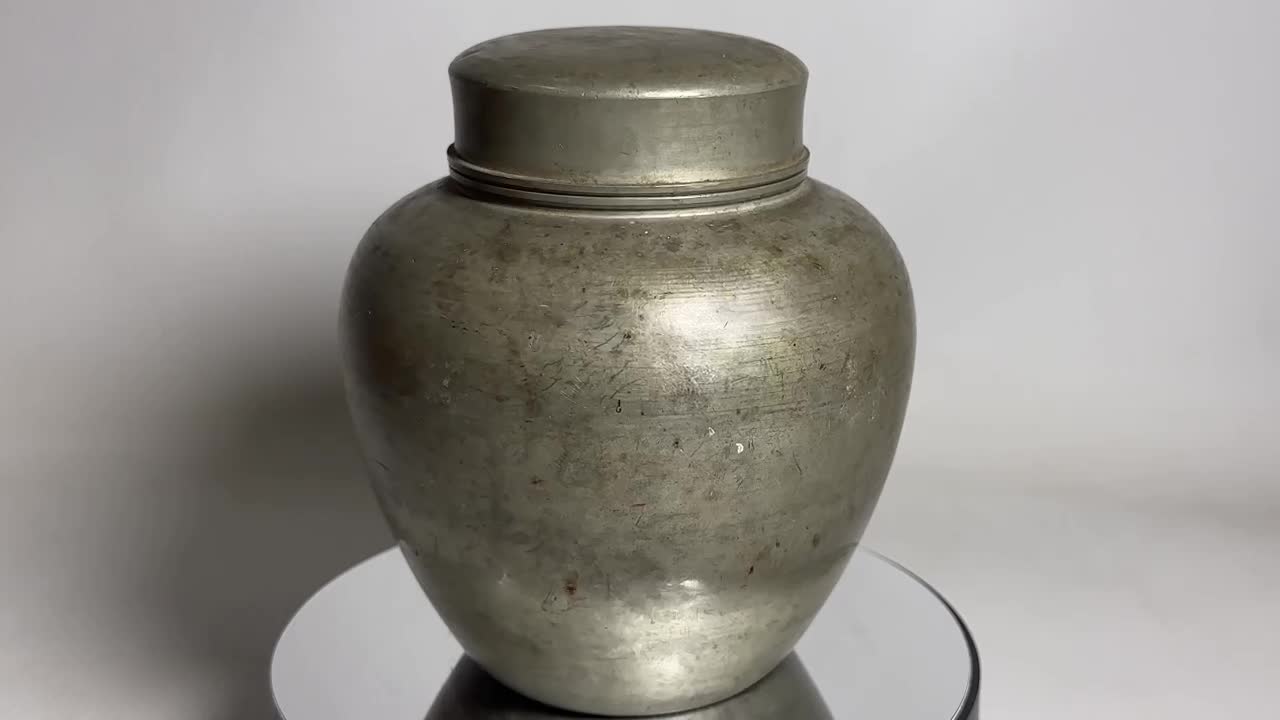 古玩輕鬆拍】老日本時代煎茶道具名工匠乾茂號造落款古錫茶罐/茶心壺