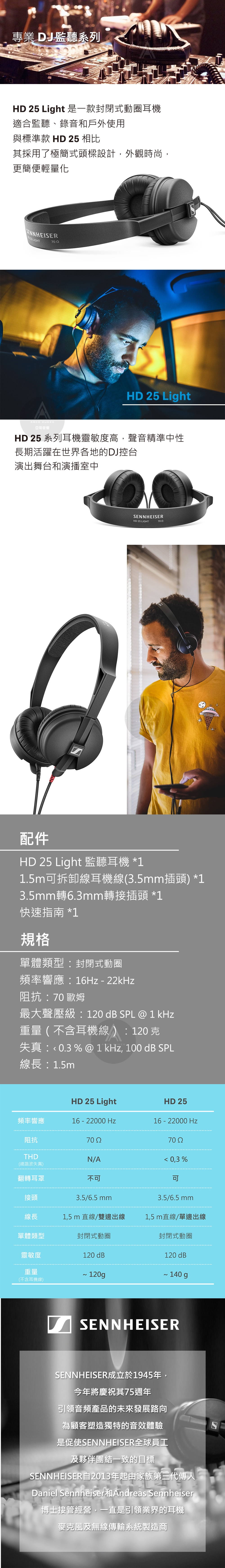 Sennheiser森海塞爾 HD 25 LIGHT - 詳情1
