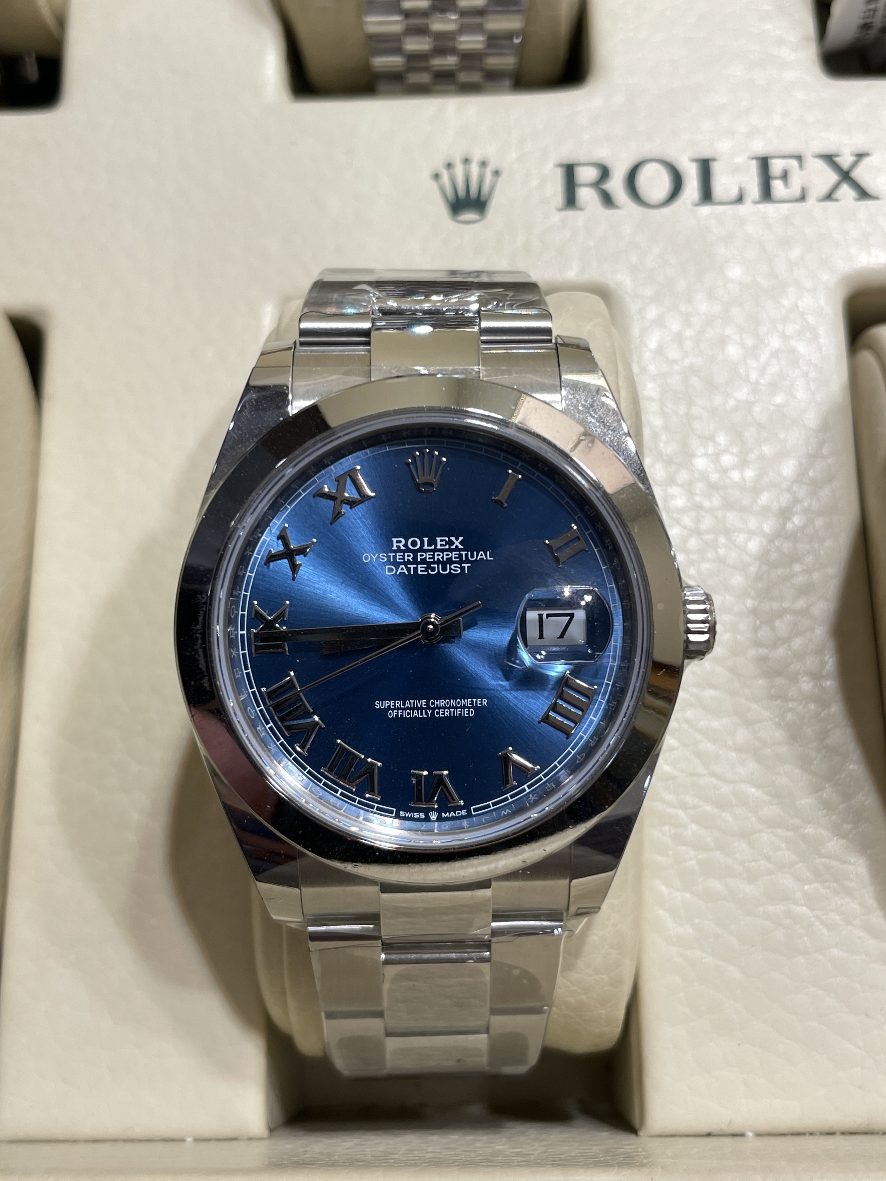 【 大西門鐘錶 】 勞力士 126300 藍面羅馬 三板帶 Datejust 41