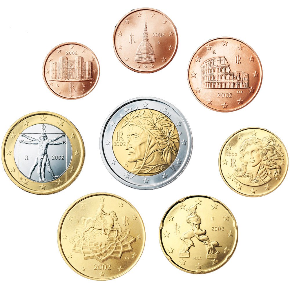幣】EURO 義大利2009年歐元全年組1 cent ~ 2€ 全新8枚+ 特種紀念幣(點字發明) | Yahoo拍賣