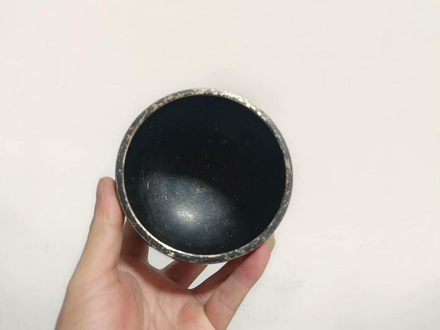 嚴選昭和時期老銅磬，口徑10.2cm高7.5cm重326g，聲音渾厚適合收藏銅磬