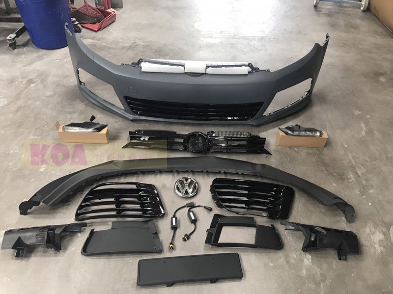 諾亞 福斯 VW GOLF6  R20樣式 前保桿 含日型燈 含配件 PP材質 含水箱罩