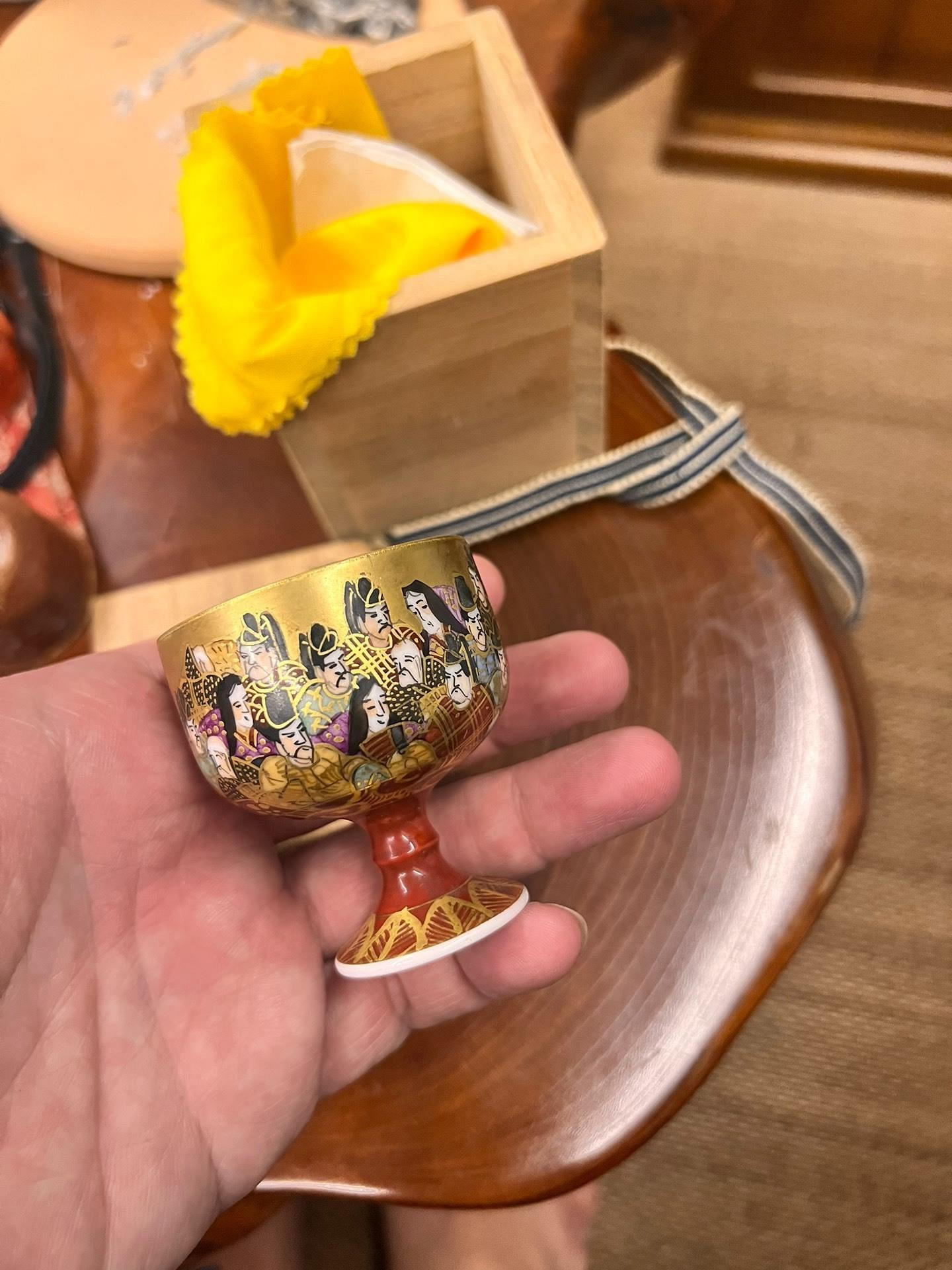 九谷焼 飾杯 洋盃 三十六歌仙 岳陽作 白