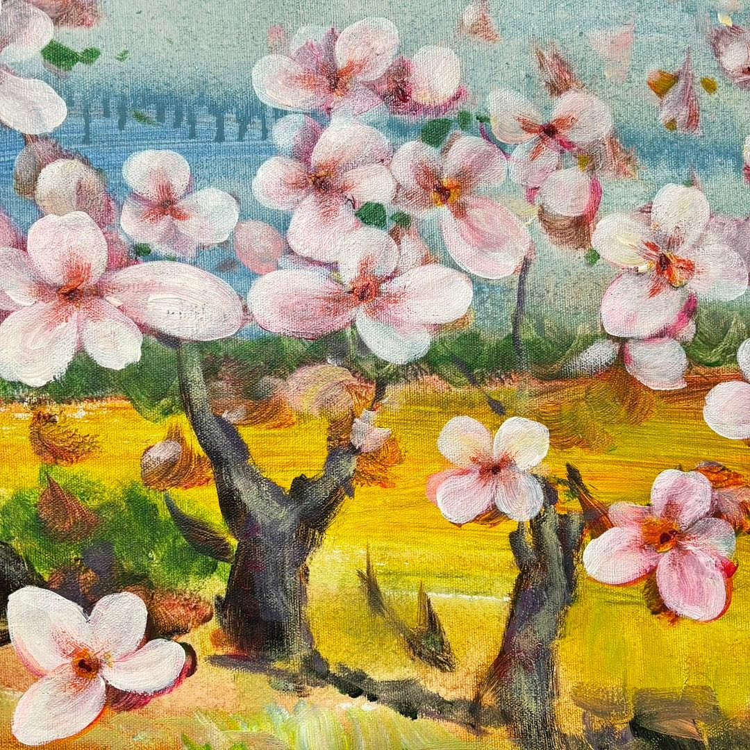 129????手繪水彩油畫387，周春芽作品圖，尺寸70x100 c 古玩收藏老物件