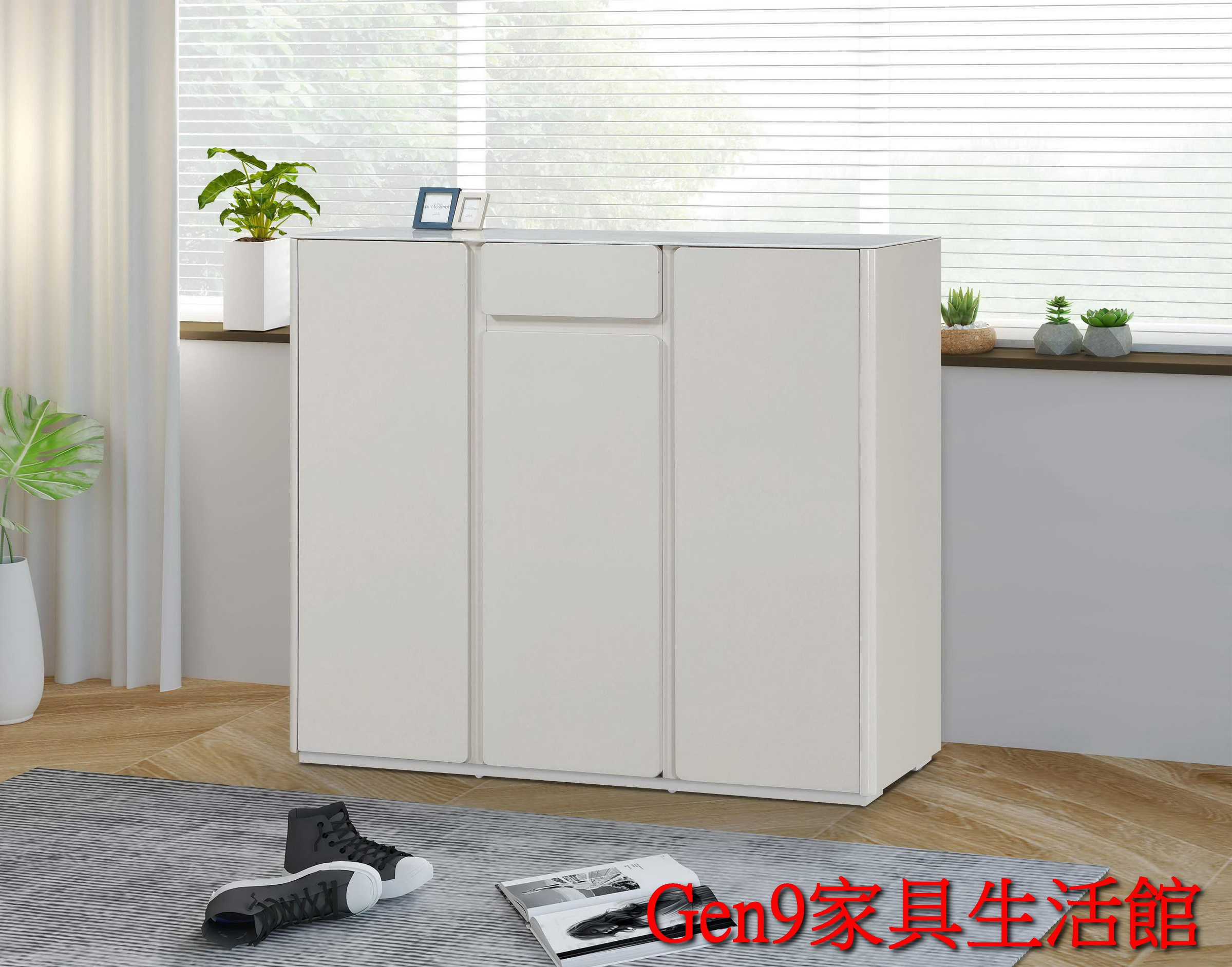 茶櫃 Gen9 家具生活館..絲特拉4x3.5尺玻璃單抽鞋櫃-ZX:381-2..台北地區免