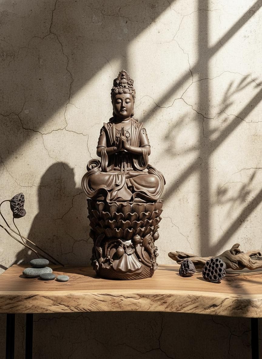 早期紫砂老件-吳玩玉紫砂法印觀音（吳沅玉）（古董/收藏/擺飾/老件