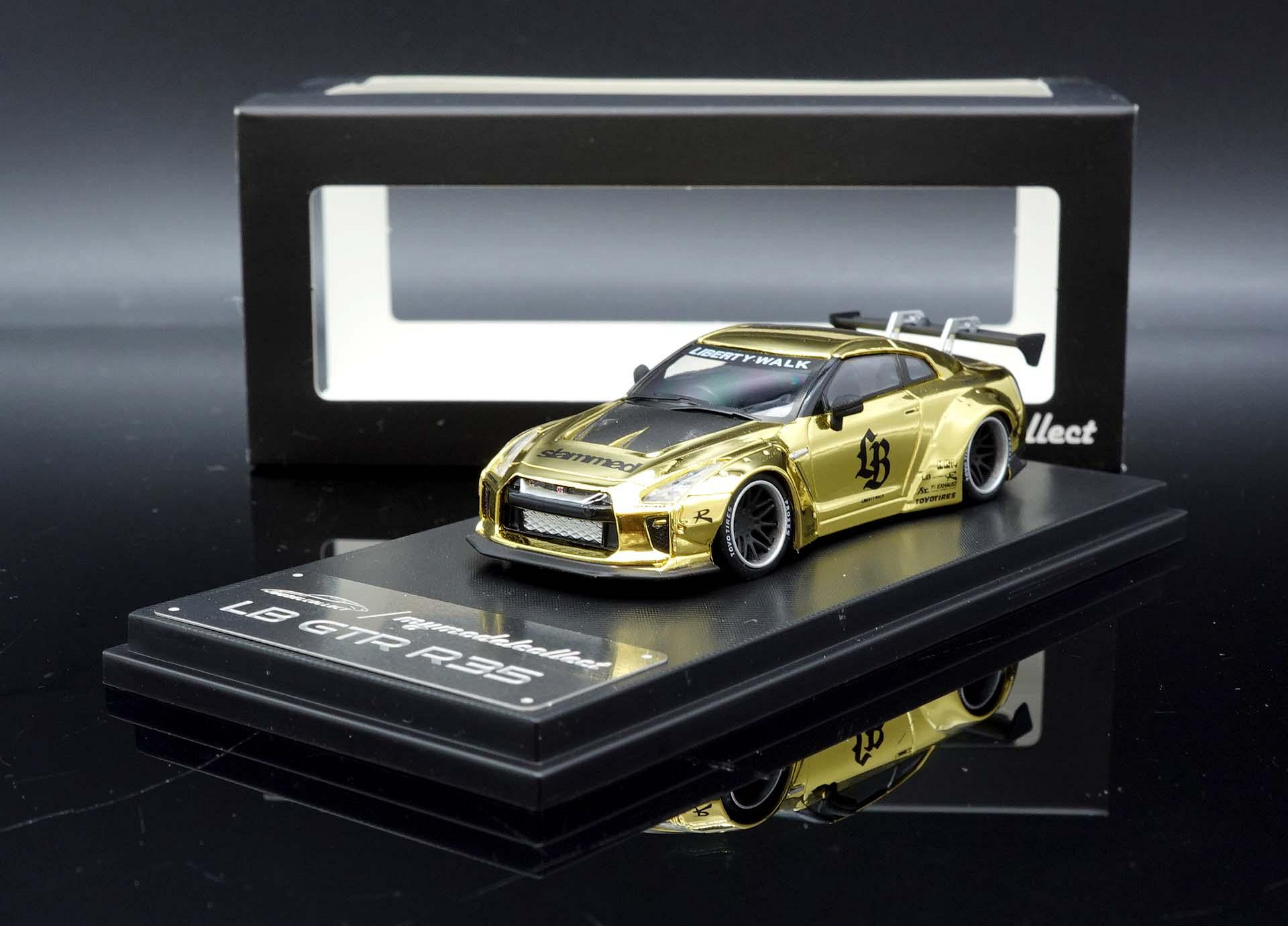 Model Collect 1/64 日産 GTR R35 LBWK 金色 Mymodelcollect 1:64 LBWK Nissan GTR R35 Chrome Gold