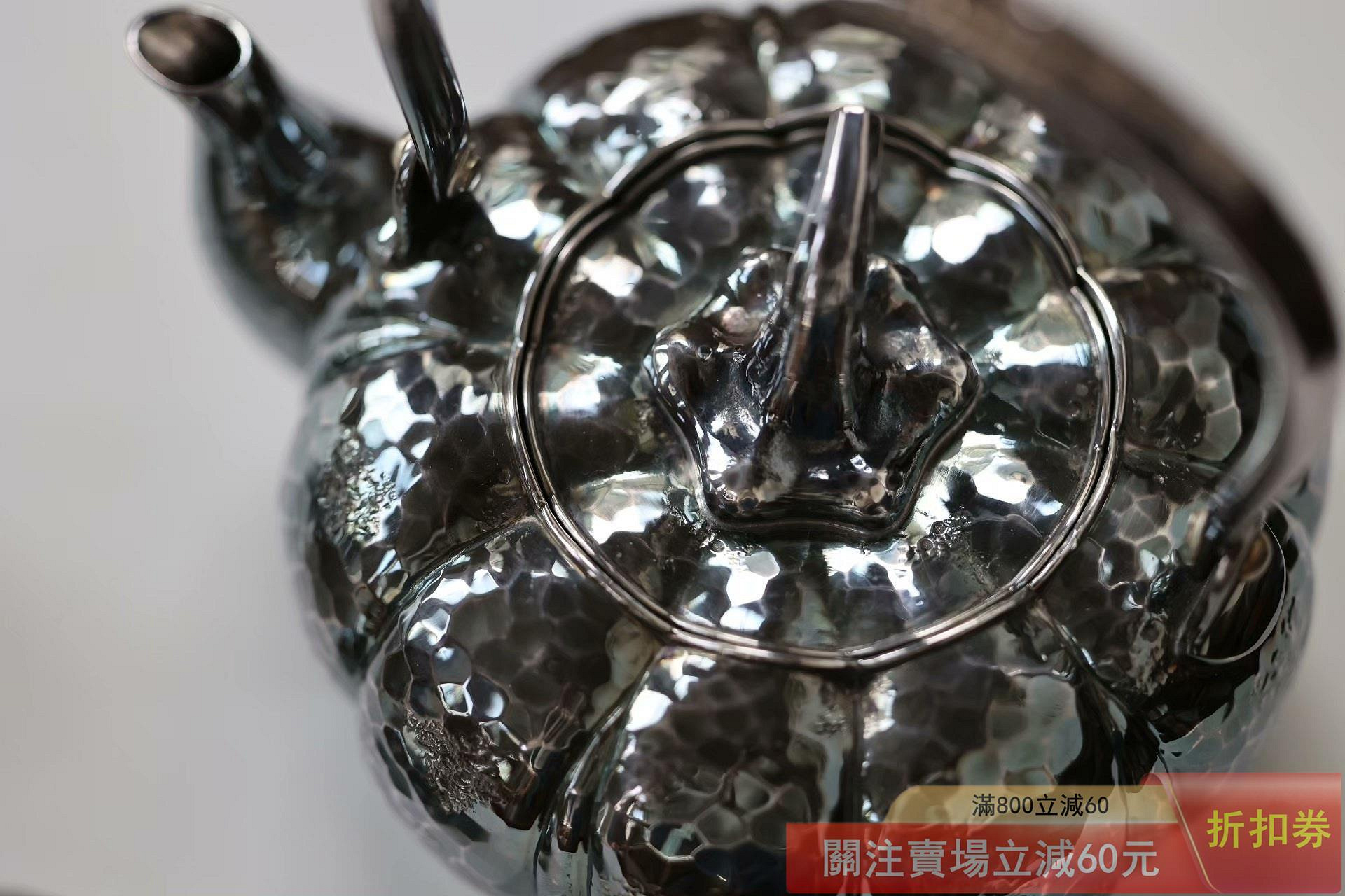 日本收藏級老銀壺Zs5524 【南瓜-松榮堂】純銀小湯沸+杯五客精工美品
