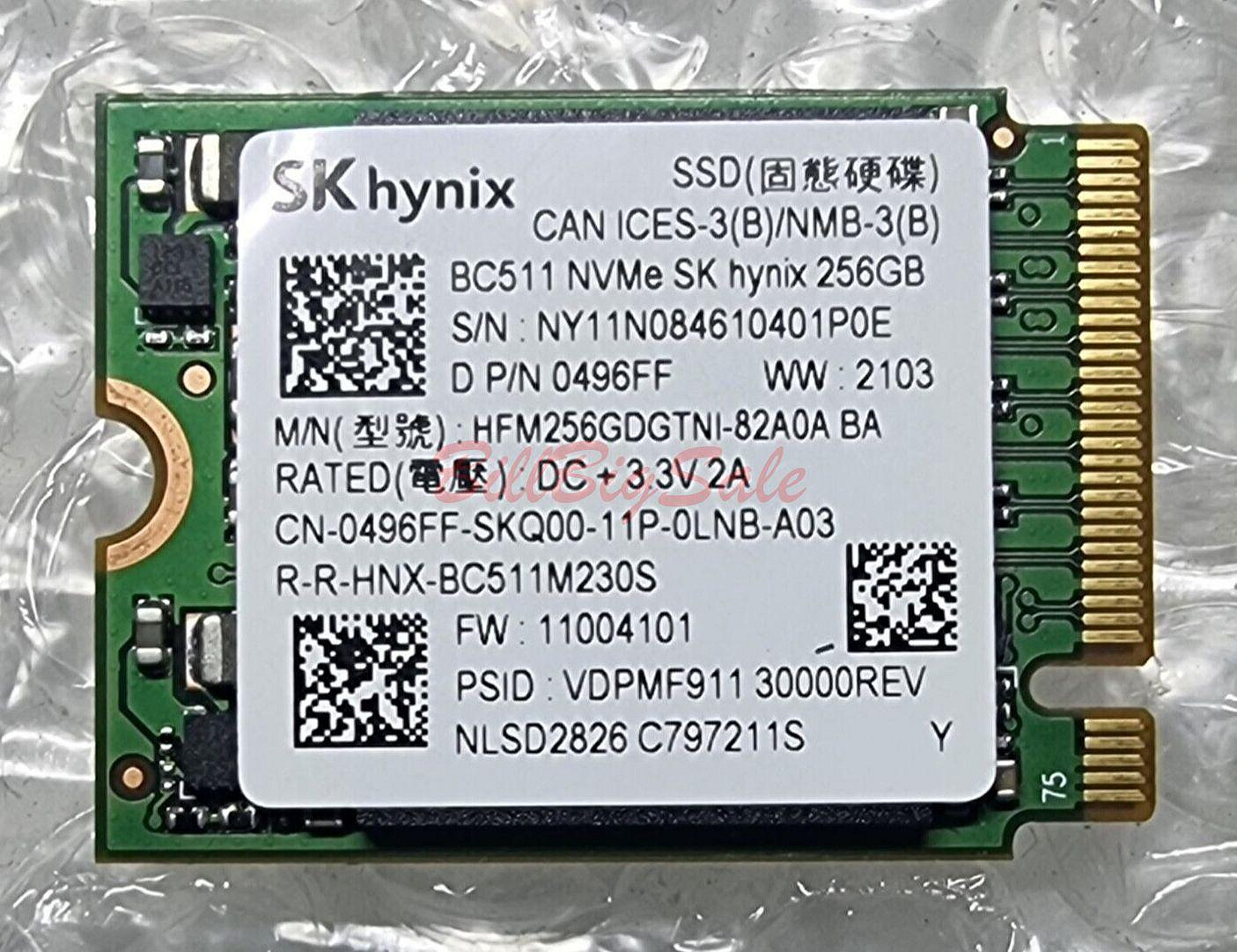 中古固態硬碟SK Hynix(256GB M.2 2230 NVME PCIe)256G SSD BC511 BC711