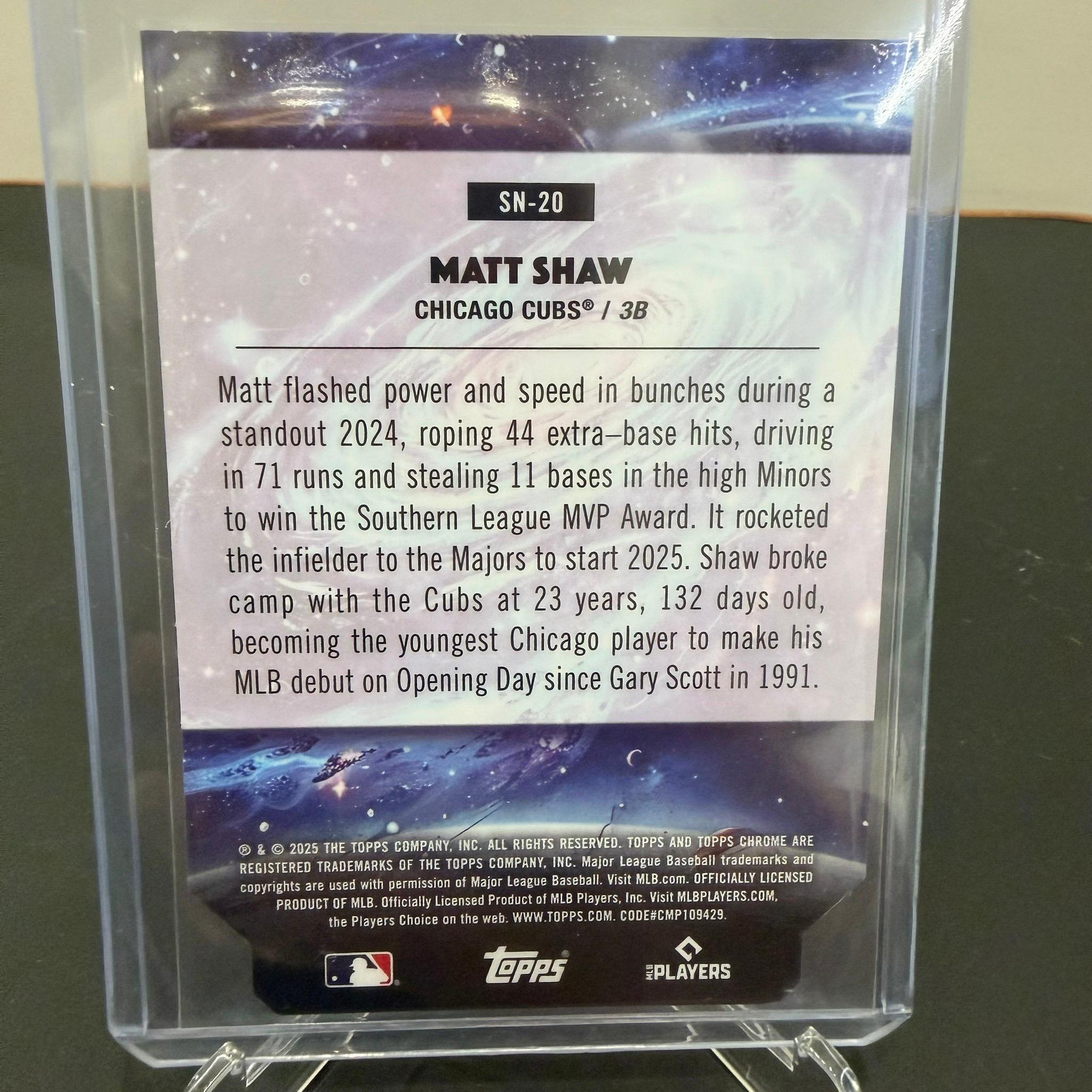 2025 Topps Cosmic Chrome Matt Shaw Stella Nova SP Rookie RC #SN-20 