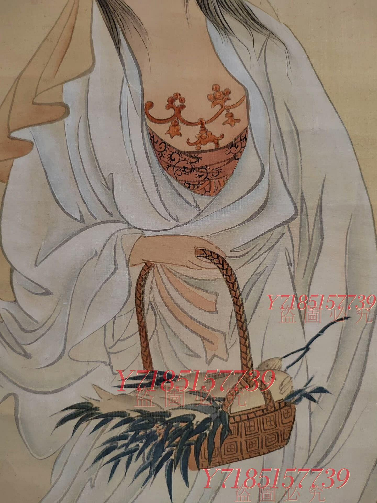 石井金陵(1842-1926) 白衣魚籃觀音圖佛畫禪畫手繪掛畫書法裝飾| Yahoo拍賣