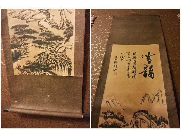 手工筆繪雪韻卷軸掛圖]- 直幅捲軸古畫·中國古代山水畫老舊字畫欣賞風雅